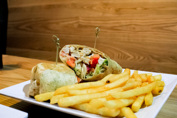 Chicken Wrap with waffle fries